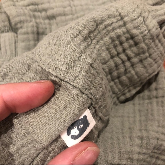 Rabbit + Bear Girls Sun Dress Textured Organic Cotton Sage Green - Picture 3 of 4